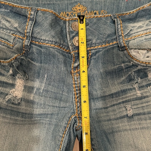 Almost Famous Women’s Denim Low Waisted Can be Short Shorts Size 3 Lightly Used - Picture 13 of 15